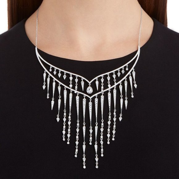 STUNNING! NIB $300 SWAROVSKI FLAME CRYSTAL STATEMENT NECKLACE - Picture 1 of 3